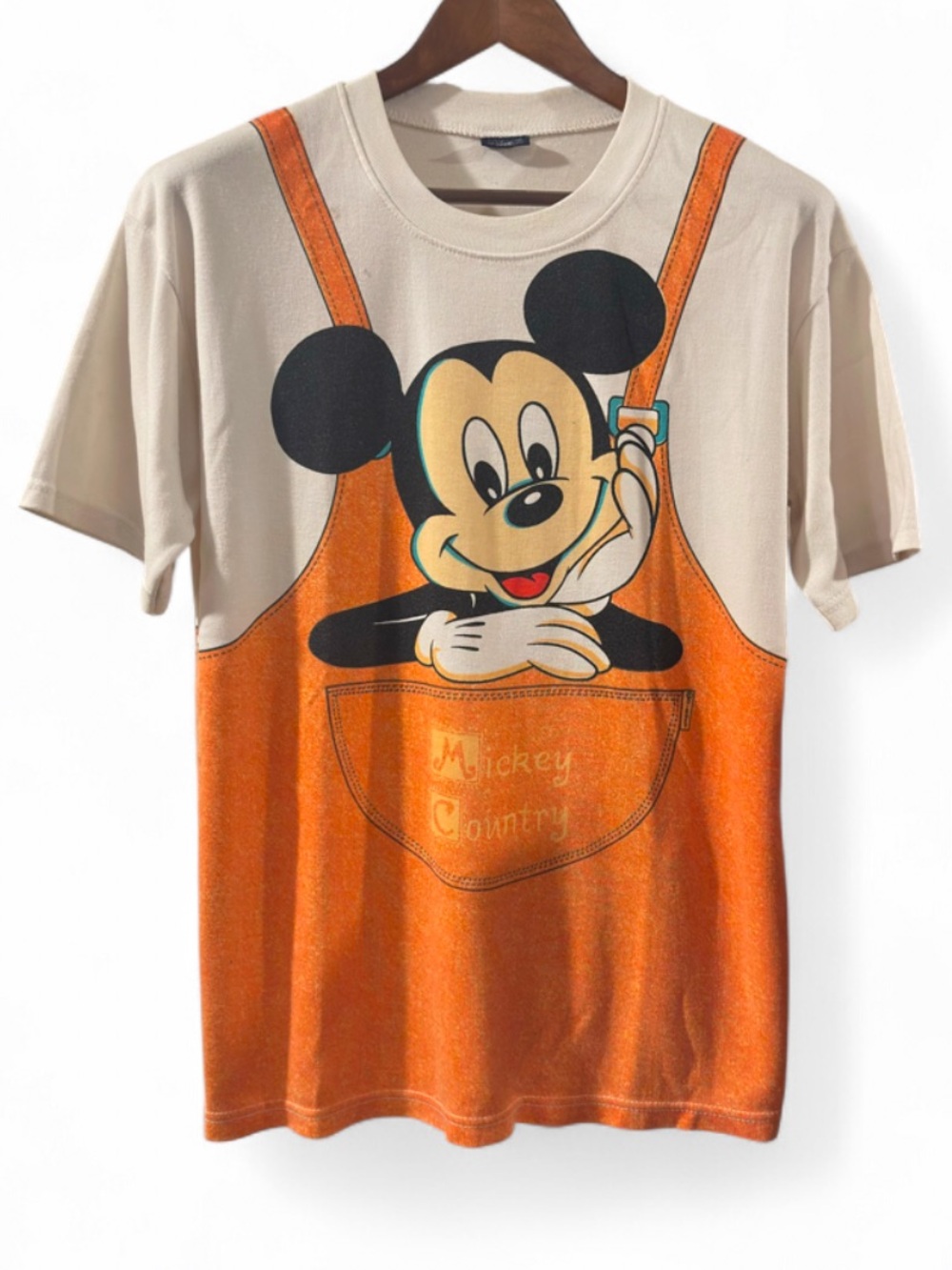 VTG Disney Country Mickey Mouse Cream/Orange T-shirt Size Men’s Large